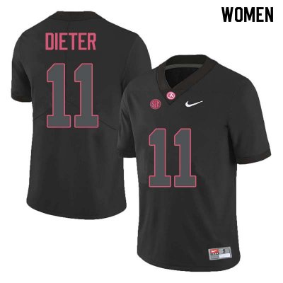 NCAA Women's Alabama Crimson Tide #11 Gehrig Dieter Stitched College Nike Authentic Black Football Jersey DV17D02SF
